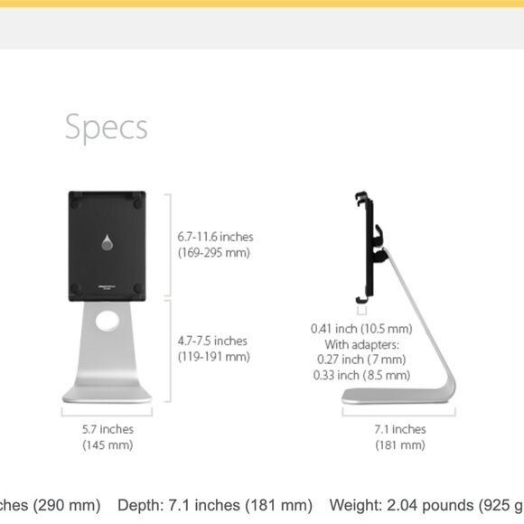 Rain Design mStand Tablet Pro Gray - Picture 7 of 8